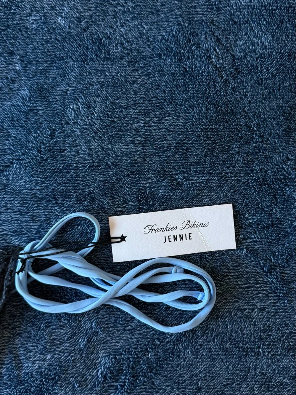 NWT Frankies Bikinis X Jennie Two-Tone Blue Triangle Crochet Bikini Set👙💙🩵
